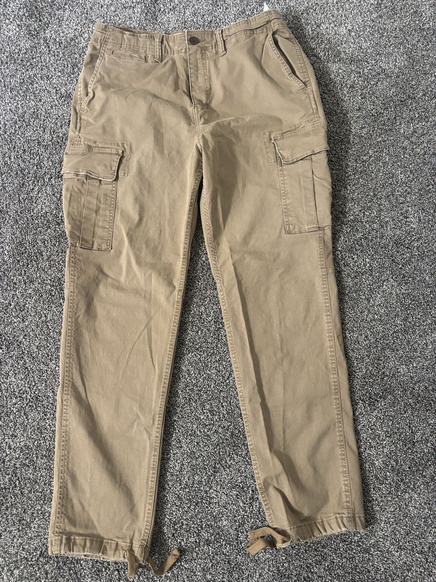 American Eagle Men's Flex Lived-In Khaki Brown Cargo Pants- Size 36/34