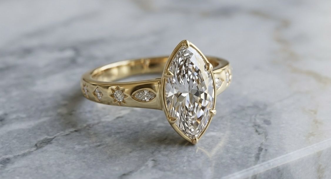 1.75CTW Marquise LAB Diamond Engagement Ring with Mixed Accents – 14K Gold, E/VS1, IGI Certified