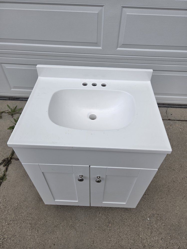 White Bathroom Vanity with Sink Top