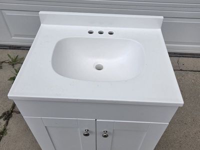 White Bathroom Vanity with Sink Top