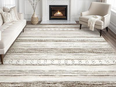 BRAND NEW 8x10 Washable Large Soft Neutral Boho Moroccan Bohemian Farmhouse Rug