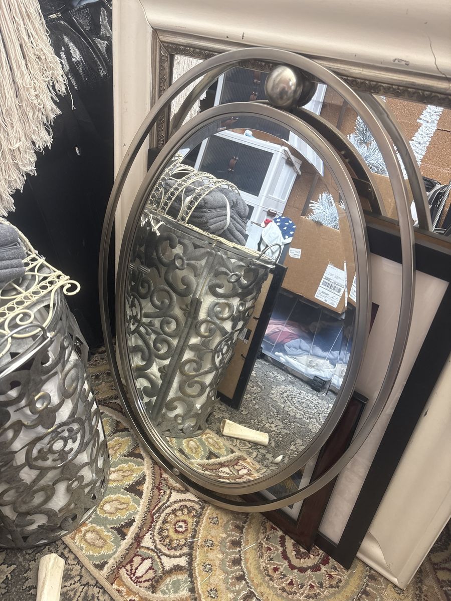 Silver beveled glass mirror