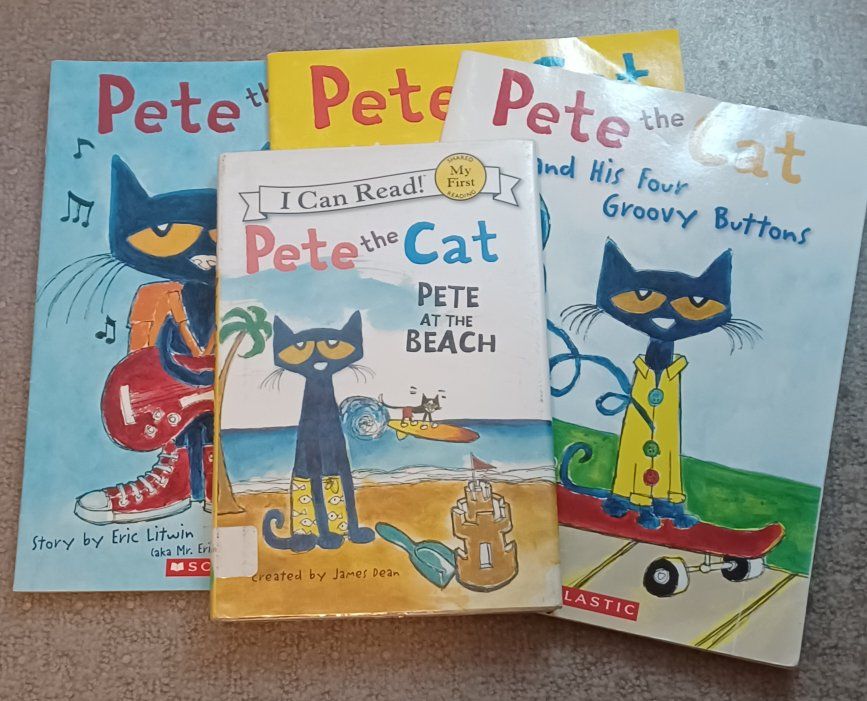 Pete the Cat 4-Book Set: I Love My White Shoes, Rocking in My School Shoes, Four Groovy Buttons, Pete at the Beach