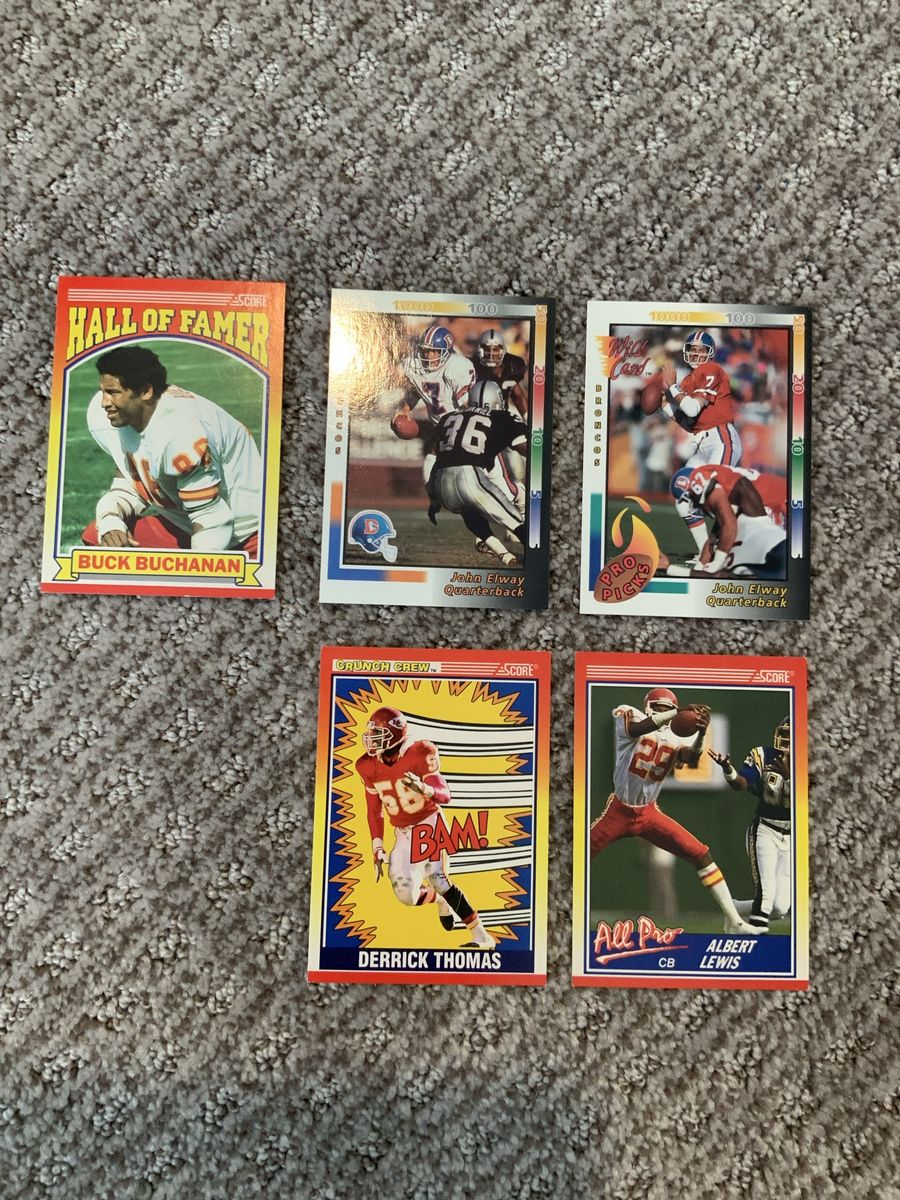 Vintage Score NFL Football Trading Cards - John Elway, Derrick Thomas, Buck Buchanan, Albert Lewis