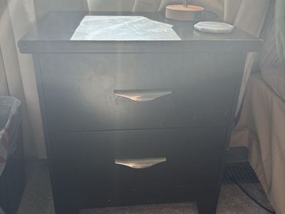 Black Wood 2-Drawer Nightstand / End Table