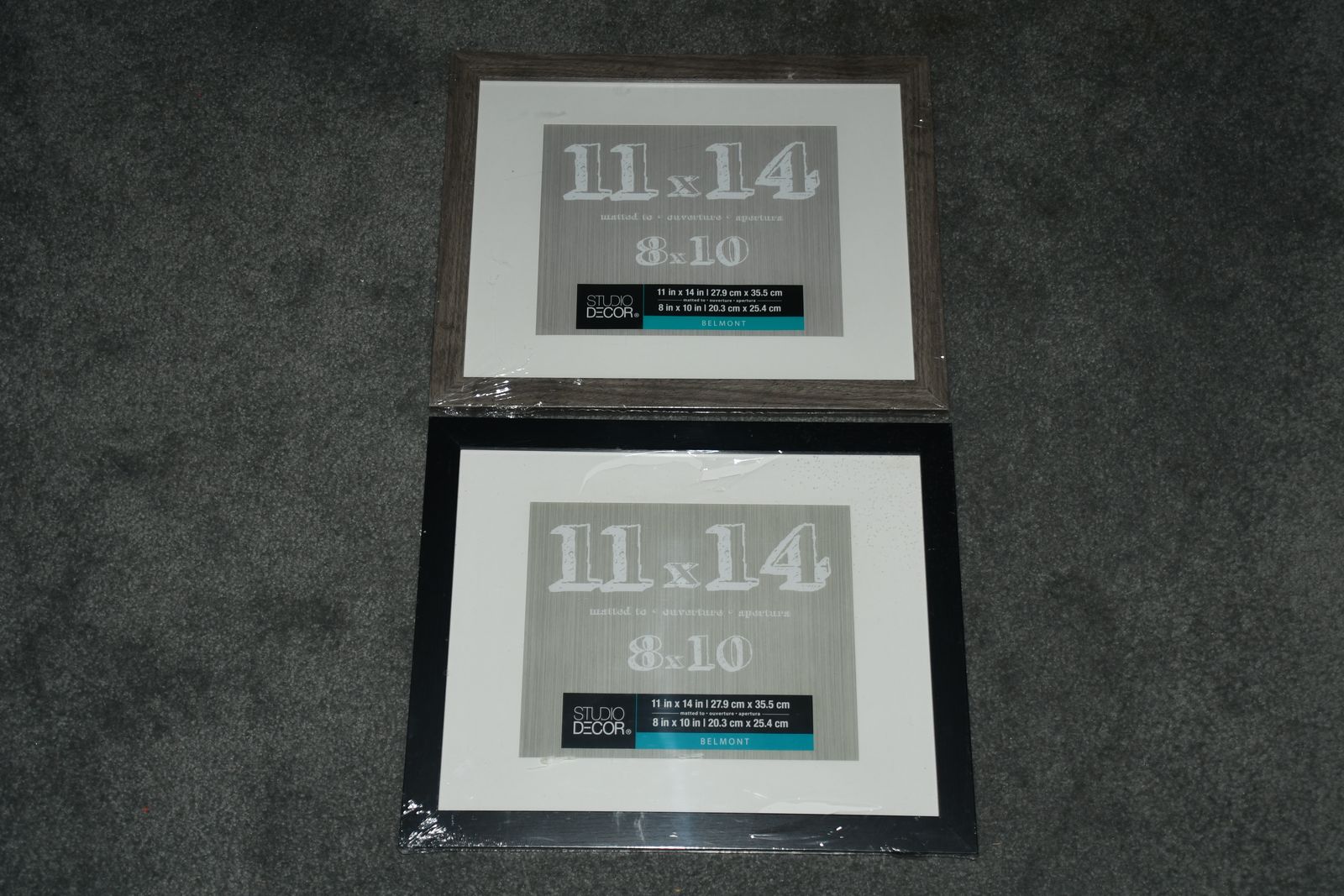 2 NEW, SEALED ~ 8" x 10" with MAT or 11" x 14" FRAMES ~ GRAY & BLACK FRAMES ~ NICE!