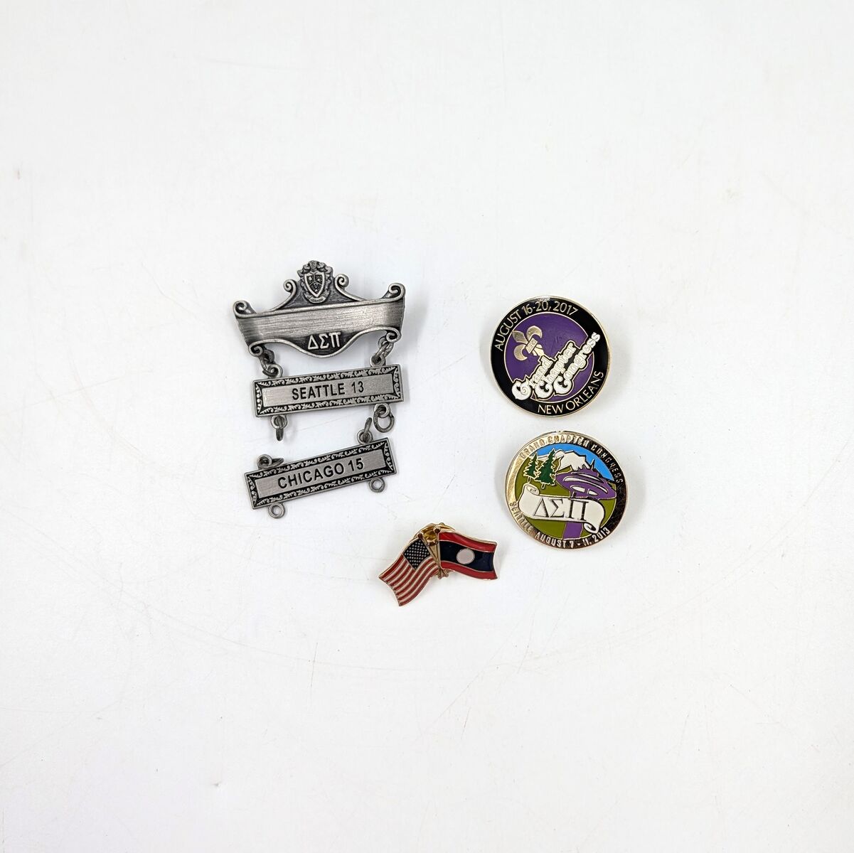 Delta Sigma Pi DSP Latter and 3 Pin New Orleans Seattle and Loas