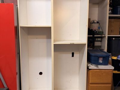 Set of 2 White Storage Shelving Units (8 ft Tall, Adjustable Shelves)- Free