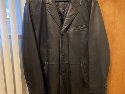 XXL Men’s LONG Black Leather Coat