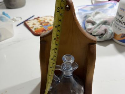 Vintage Wooden Wall-Mounted Oil & Vinegar Cruet Holder with Glass Dispenser
