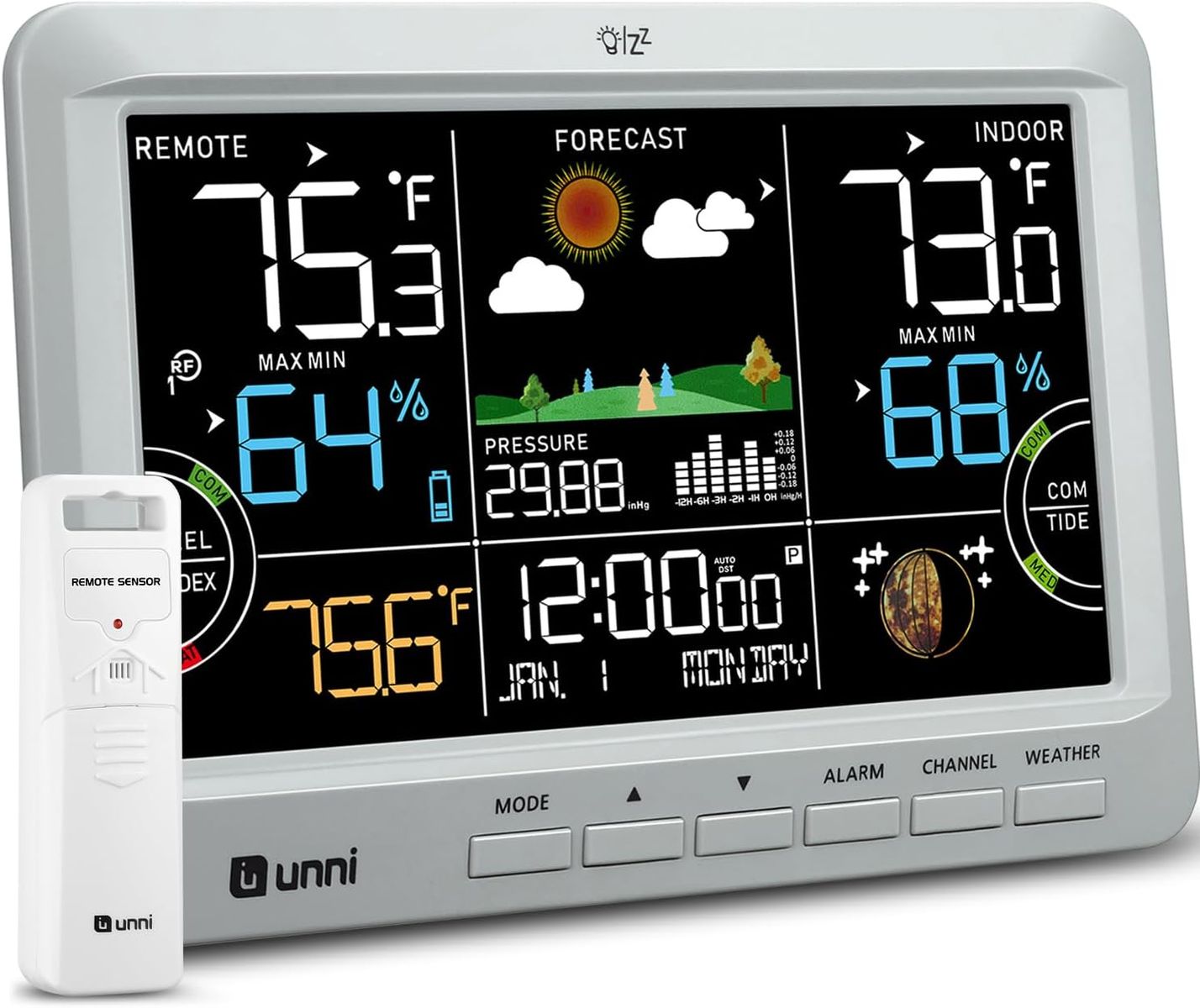 NEW Weather Station Indoor Outdoor Thermometer Wireless, Home Atomic Clock with Large Constant Display