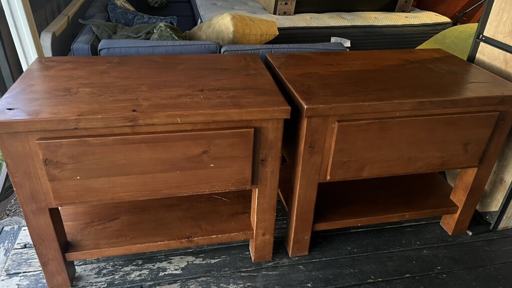 Set Of 2  Wooden Side Tables 36.5 L x 22W x 30H