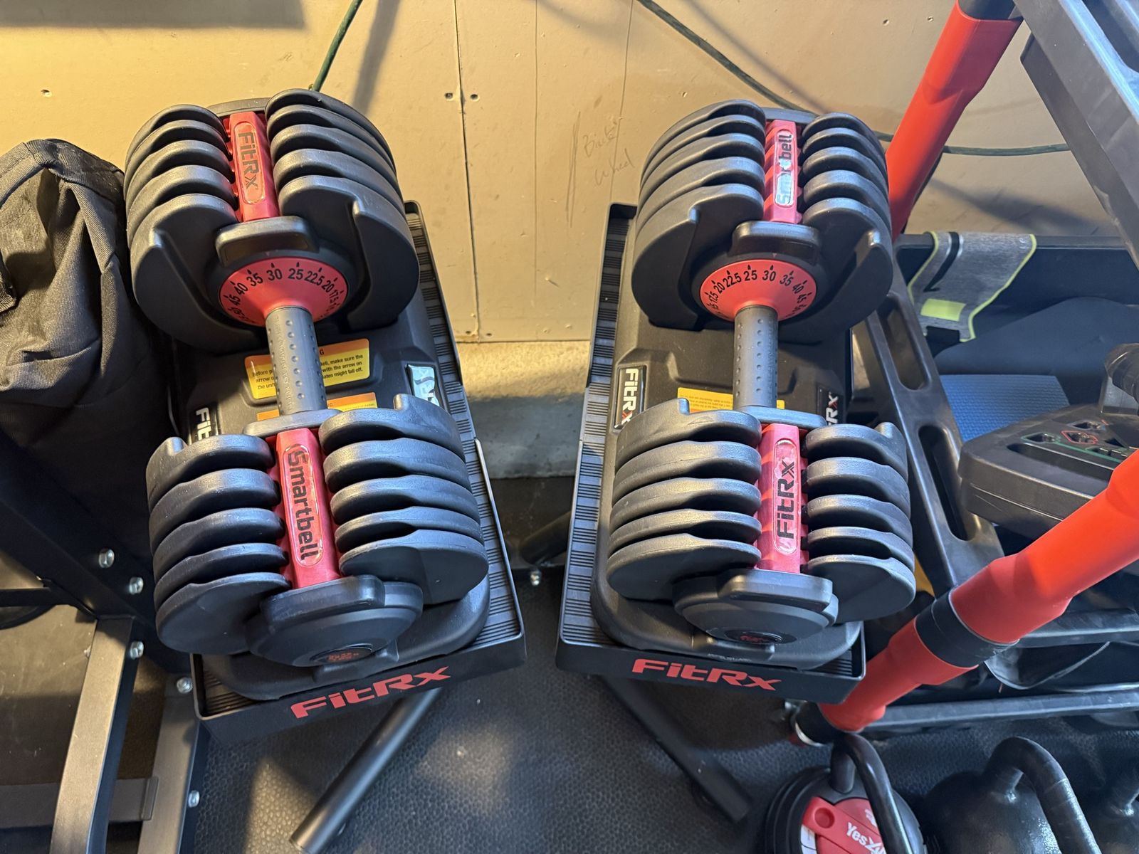 FITRX Smartbell Adjustable Dumbbells - Pair, 5 to 45 lbs, Space-Saving Home Gym Weights
