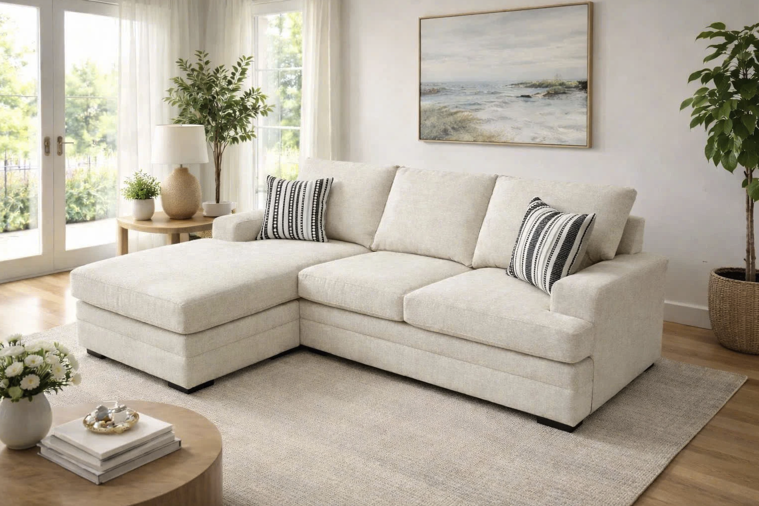BACK TO SCHOOL HOME REFRESH – HELLEN BEIGE REVERSIBLE 2-PIECE SECTIONAL