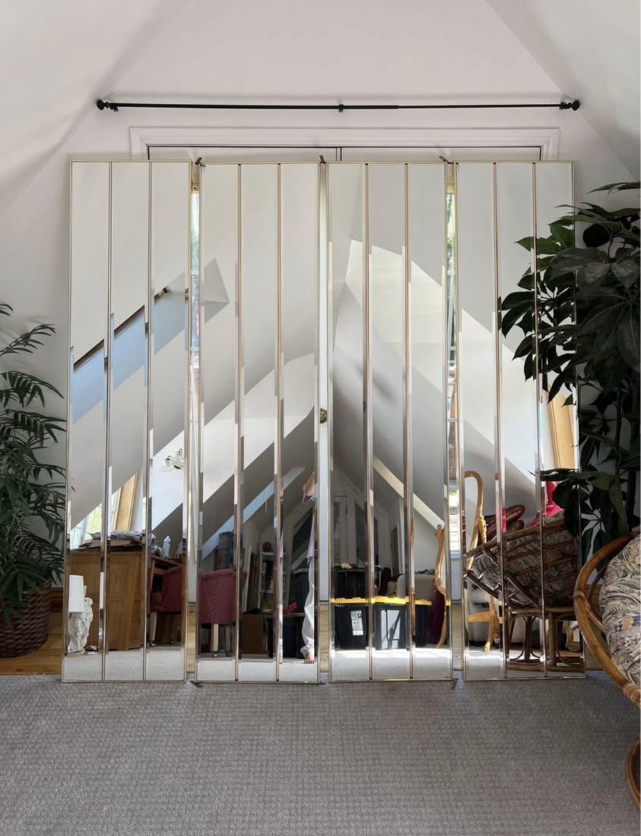 Vintage 1970’s 4-Panel Mirror Room Divider