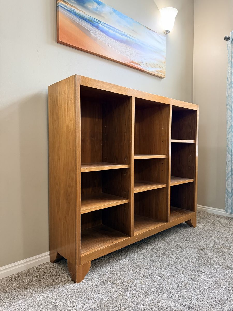 Mid-Century Style Wooden Bookshelf with Adjustable Shelves