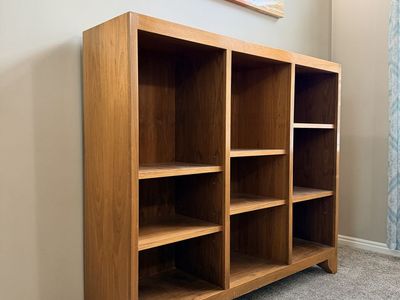Mid-Century Style Wooden Bookshelf with Adjustable Shelves