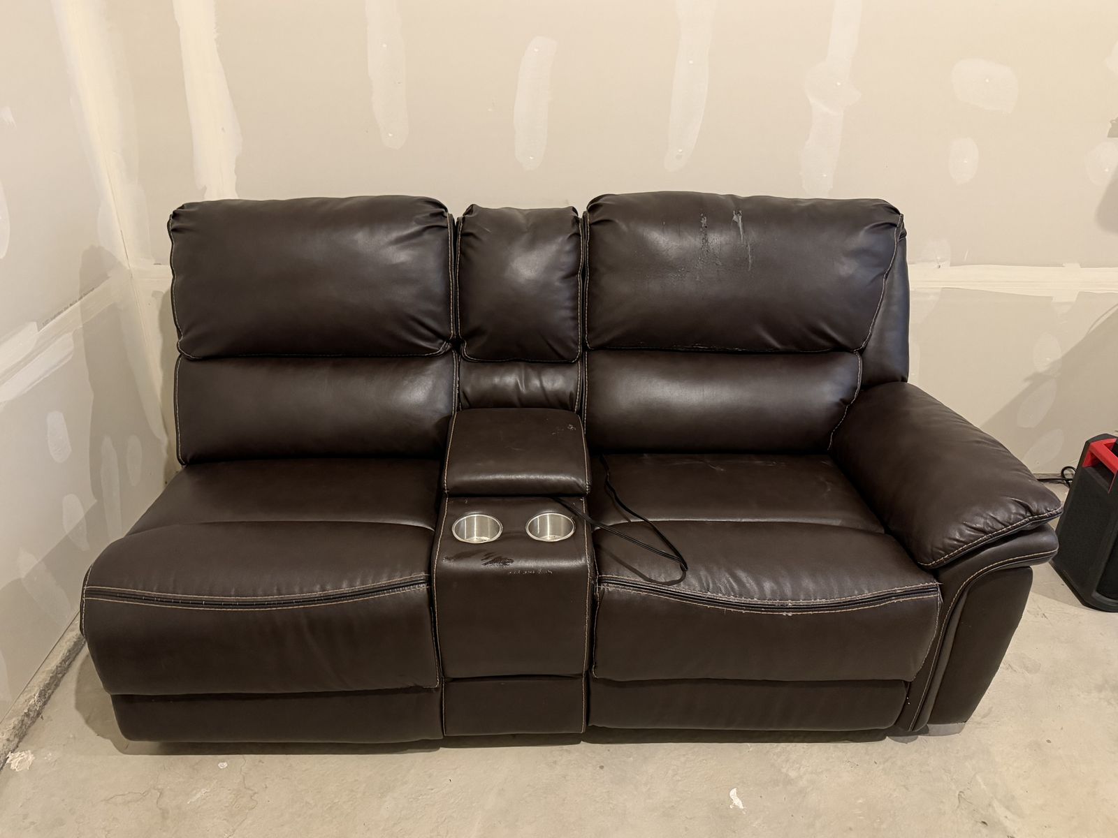 Faux Leather Reclining Loveseat
