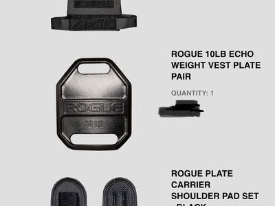 New - Rogue Black Plate Carrier Vest M with 10LB Echo Weight Plates & Shoulder Pads