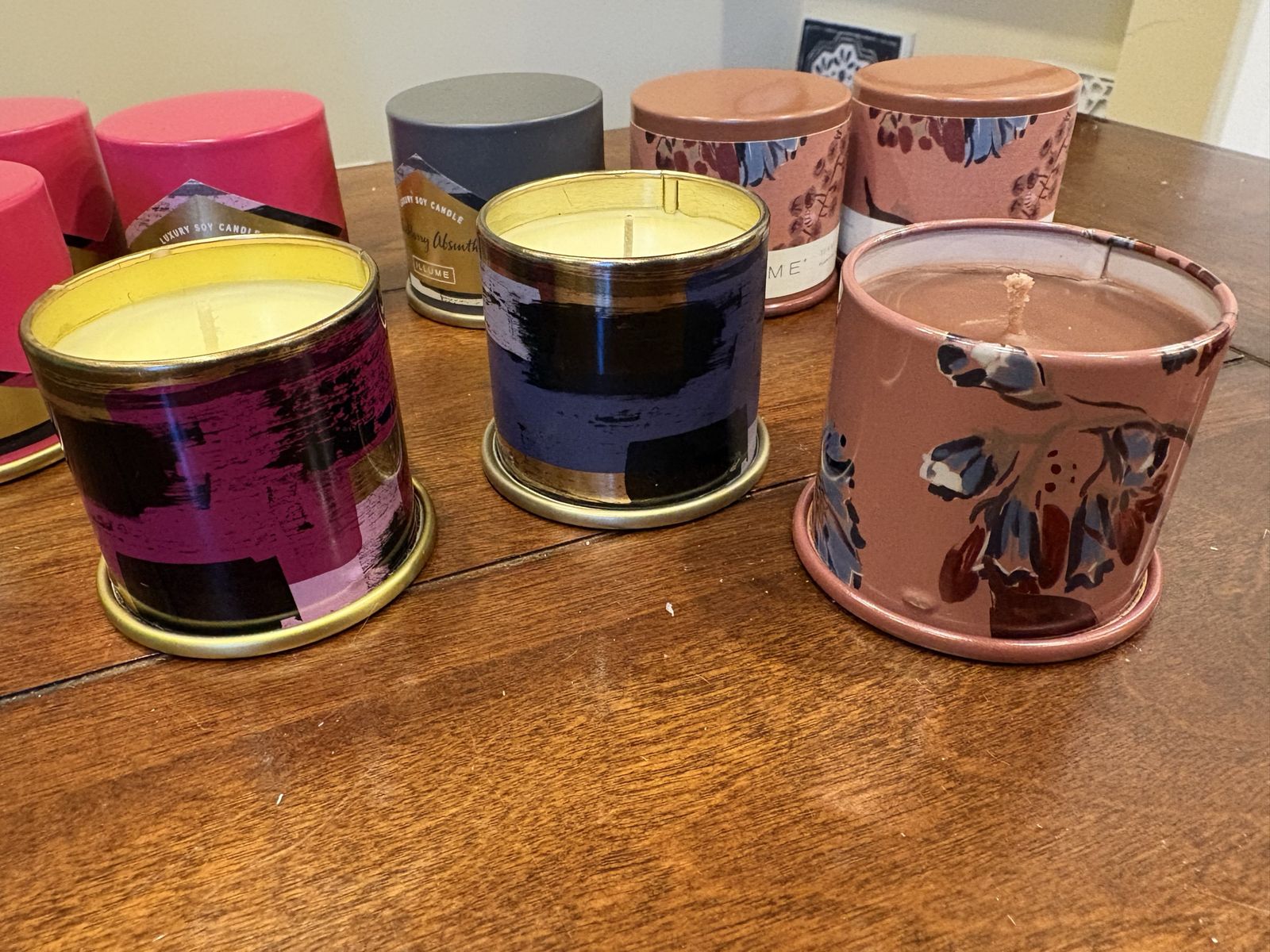 New Illume Candles in Metal Tins w/ Lids - 9 available