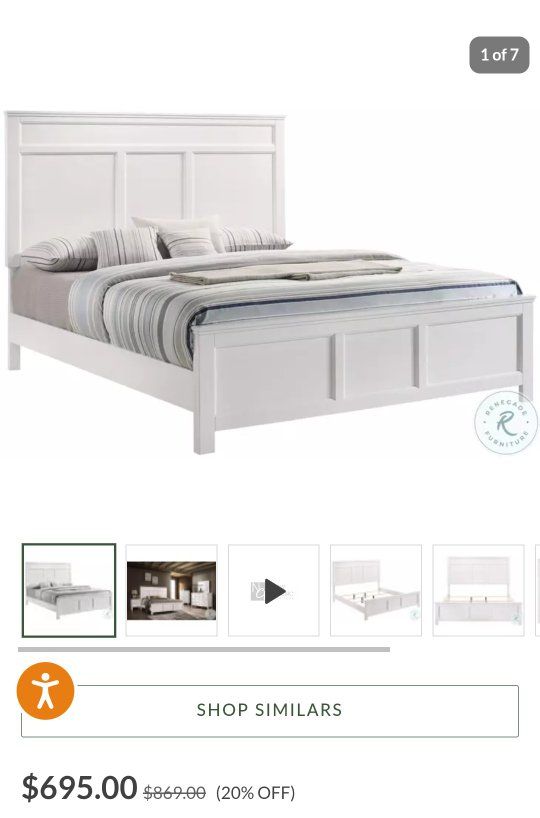 KING White Headboard & Footboard