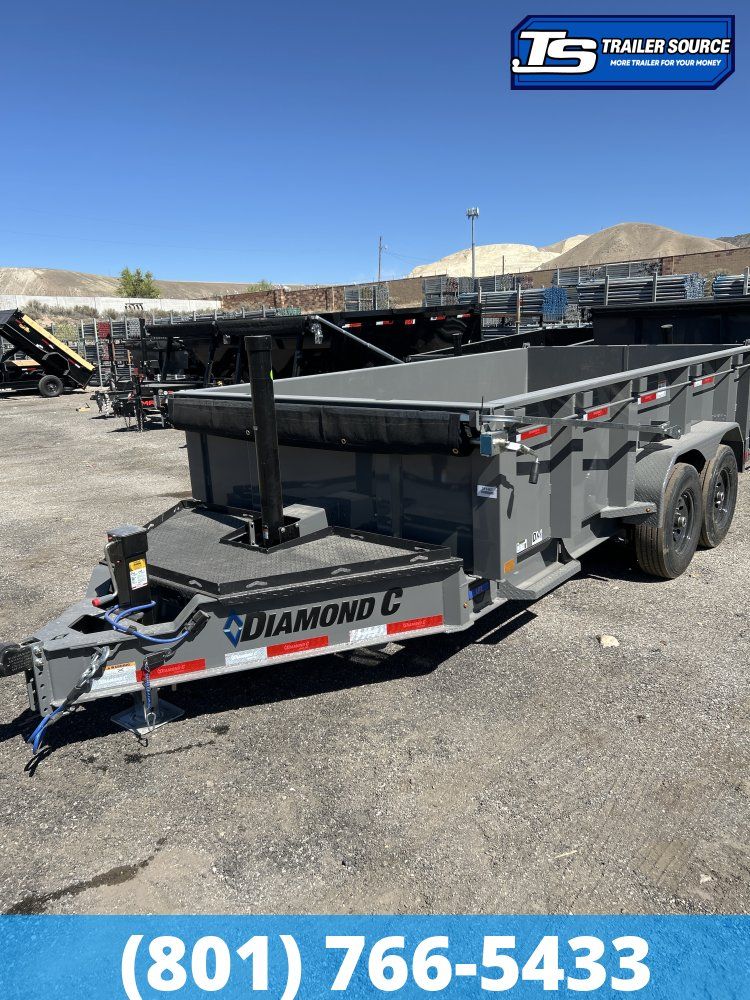 7x14 Diamond C LPT 207 Dump Trailer - 32" Sides - 15.5K GVWR - 14 Ply Tires, Long Arm Tarp