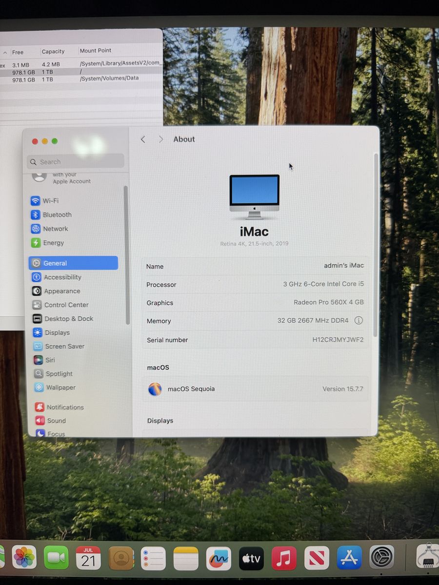2019 iMac 4k 32GB RAM, 1TB SSD - Shattered glass
