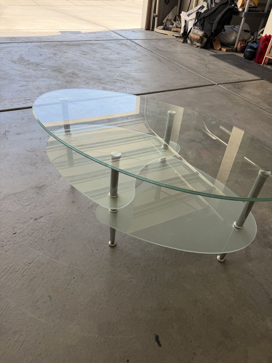 Glass Oval Coffee Table