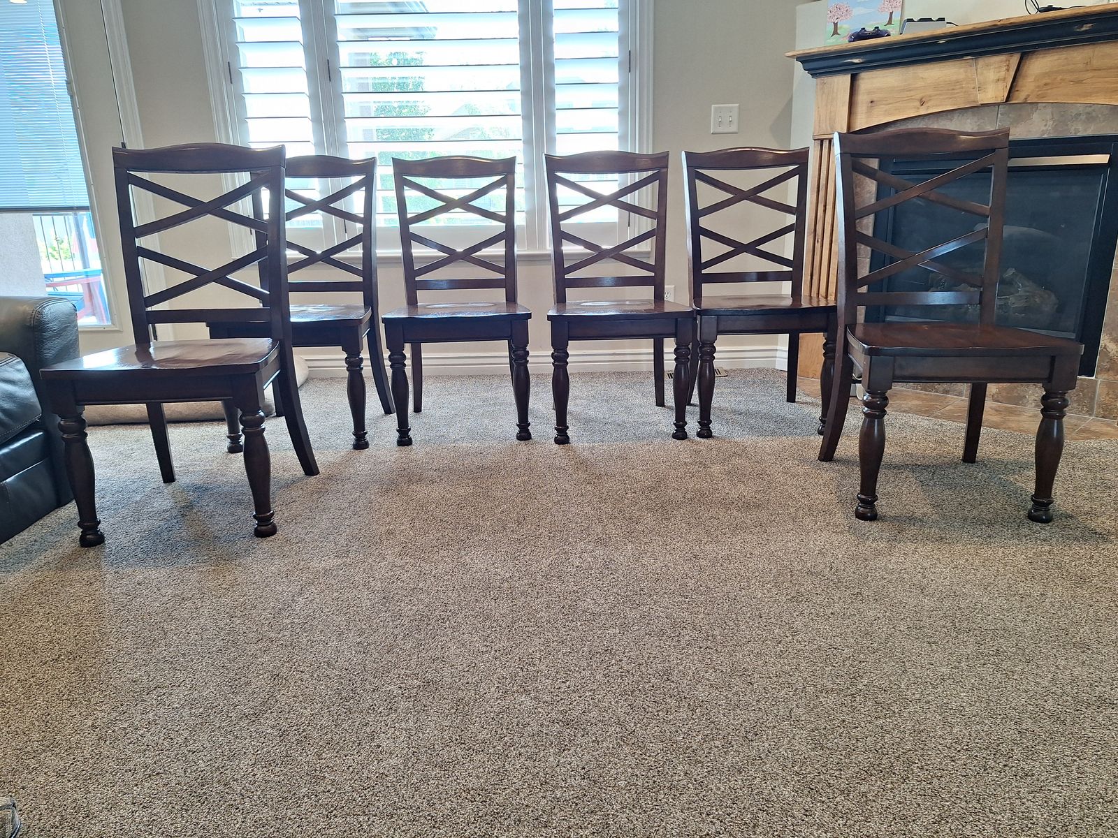 6 sturdy solid wood chairs