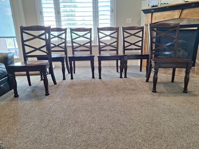 6 sturdy solid wood chairs