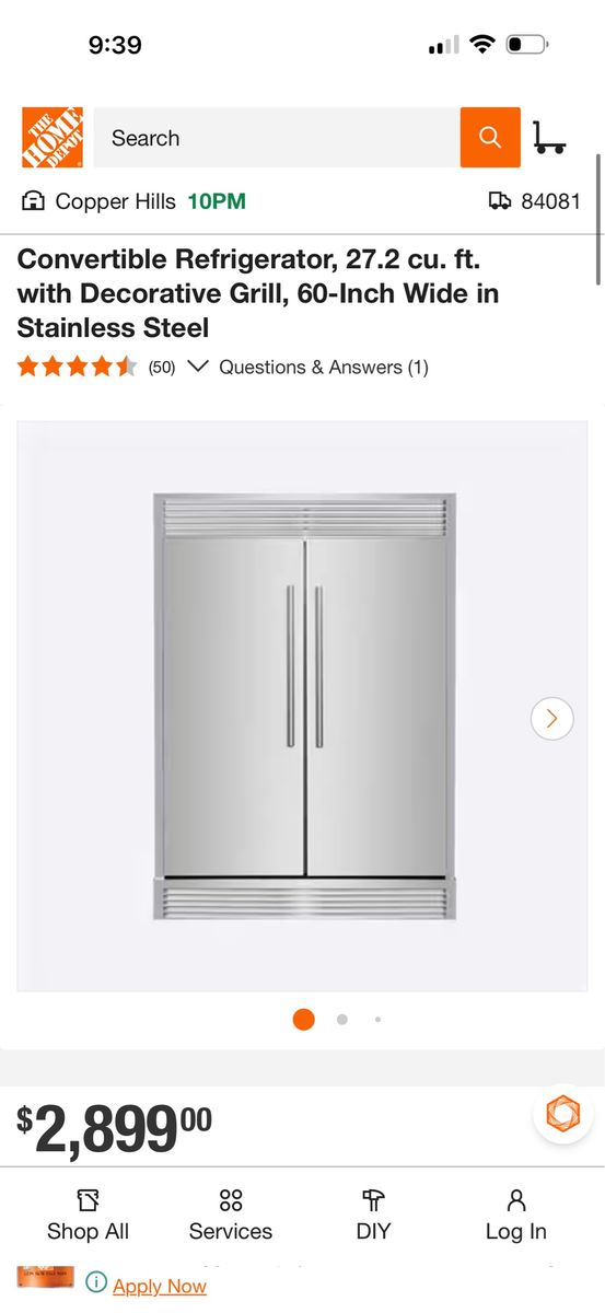 Forno Maderno 2-Piece 56-Inch Convertible Refrigerator, 27.2 cu. ft. with Decorative Grill, 60-Inch Wide in Stainless Steel new