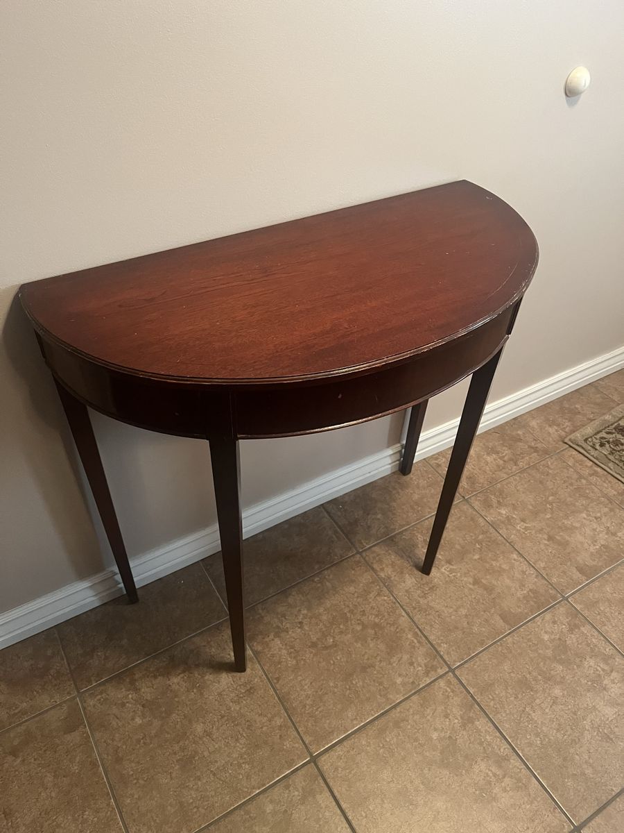 Vintage Half-Moon Wood Console Table Entryway Hall Accent Table