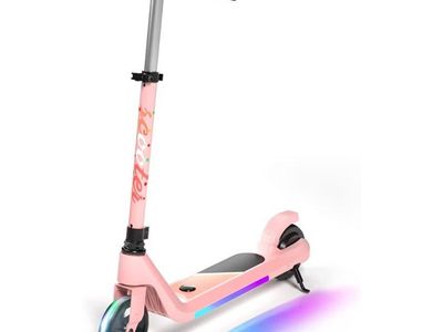 LINGTENG Pink Electric Scooter for Kids Age 6-9