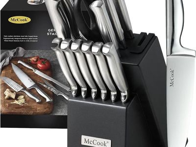 McCook Knife Set Sharp Kitchen Knife Block Set w Built-in Sharpener