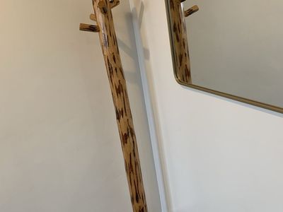 Rustic Log Wood Coat Rack Stand.
