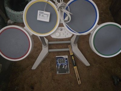 Rock Band Drum Set for Nintendo Wii with Rock Band Game & Drumsticks