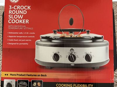 GE 3 Crock Round Slow Cooker