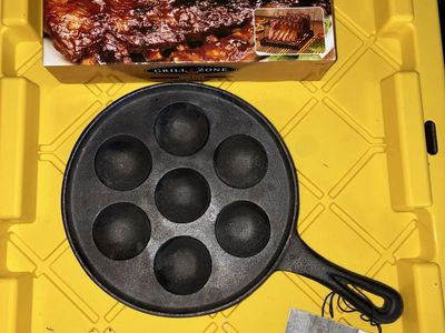 Camp Chef Cast Iron Aebleskiver Pan and Grill Zone Non-Stick Rib Rack
