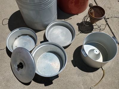 Canning Jars, Juicer, Colander w/ Pestle, Steaming Pot
