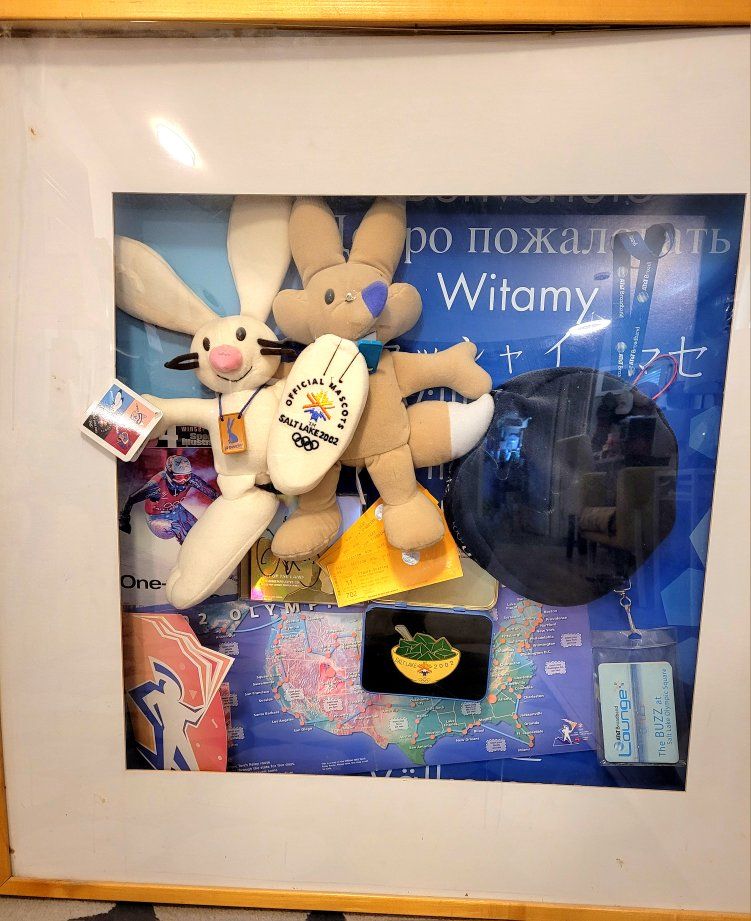Salt Lake 2002 Winter Olympics Shadow Box: Mascots, Pin & Memorabilia - Framed Collection