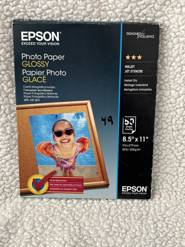 Glossy Photo Paper Inkjet 49 Sheets White Crafts