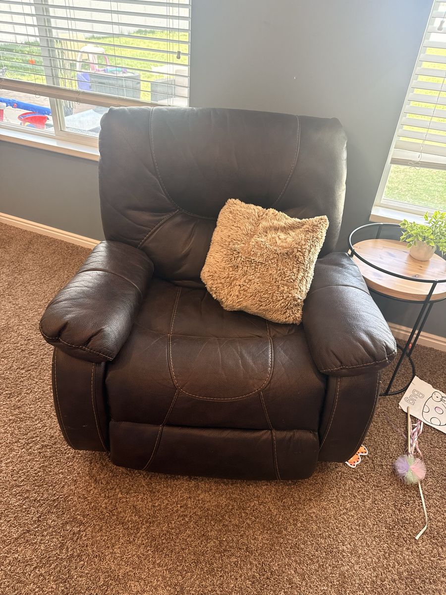 Brown Leather Power Recliner