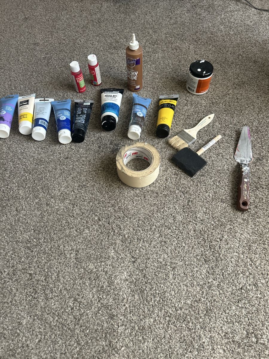 Artist's Loft Acrylic Paint, Glue, Brushes & Tape Art Supply Lot