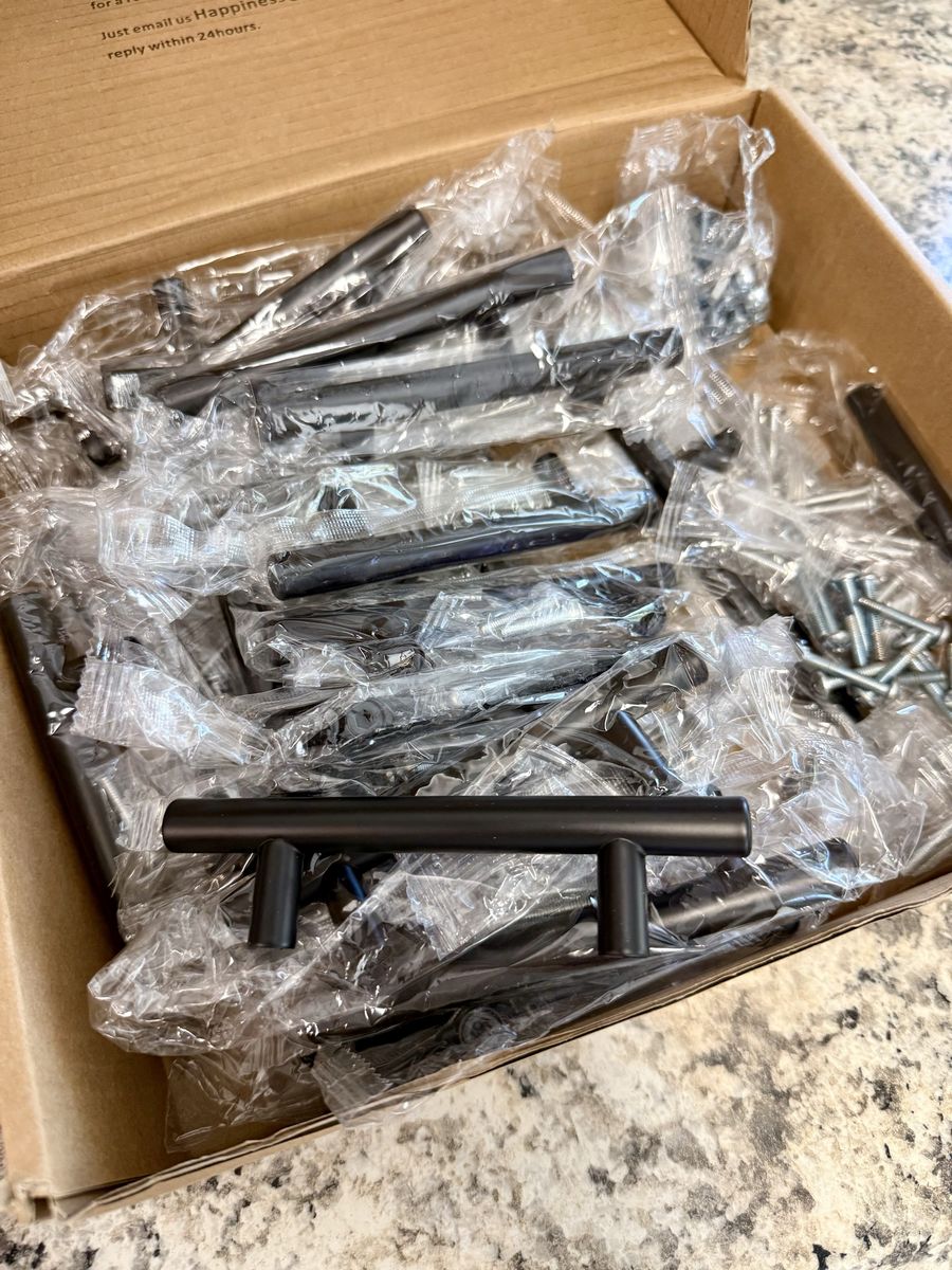 Box of 24 Black Cabinet Handles / Pulls with Hardware 3in