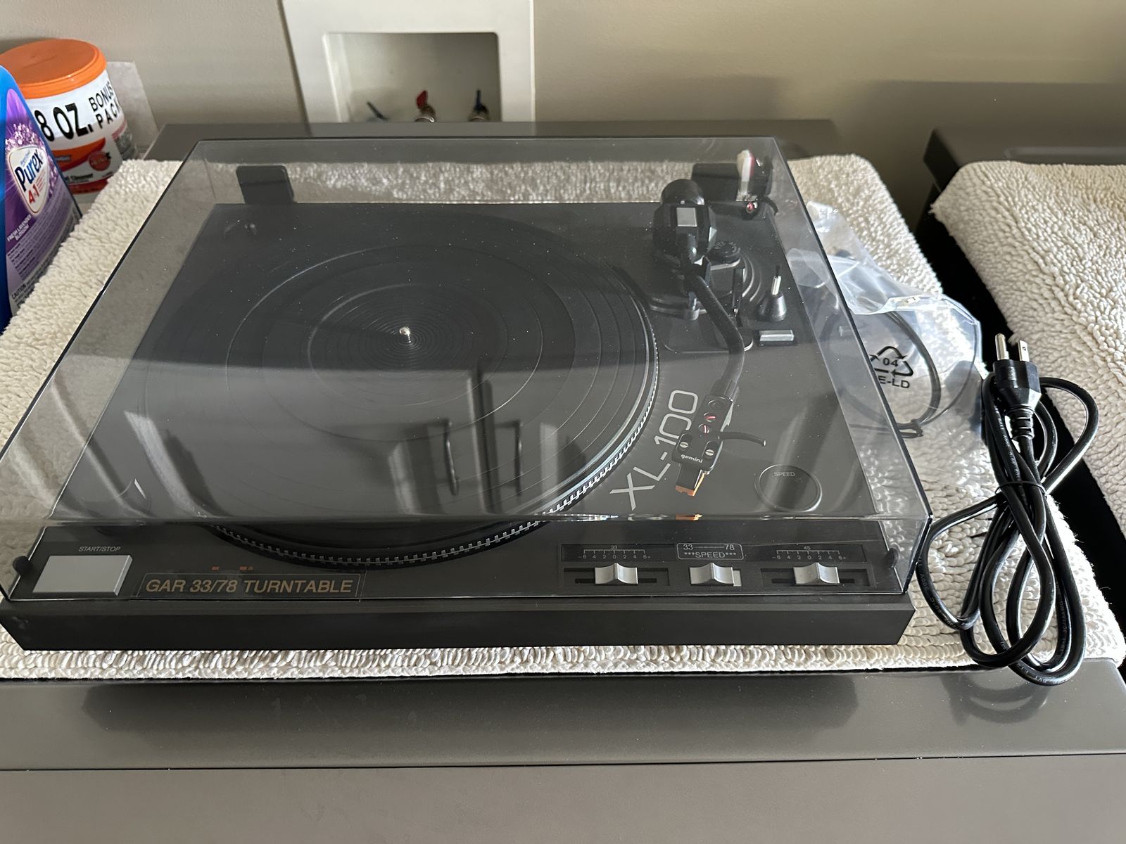 Gemini XL-100 Turntable converted for both 33 and 78 with 2 stylus and heads.
