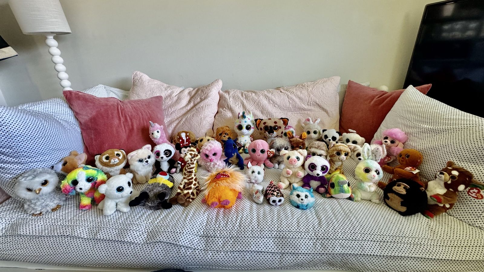 Large Collection of Ty Beanie Boo Plush Toys - Assorted Animals & Sizes