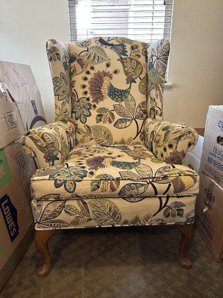 1990s comfortable wingback armchair
