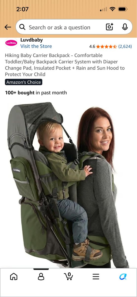 Luvdbaby Hiking Baby Backpack Carrier - Green, Comfortable Toddler/Baby System with Sun Hood