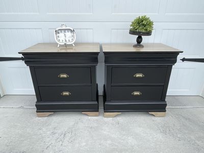 Modern black & wood nightstands