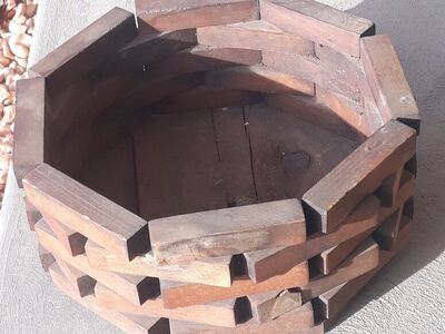 Vintage Mid Century Wooden Block Planter